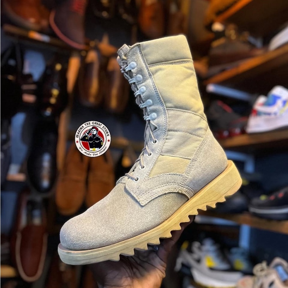 DESERT MILITARY STYLE LACE UP COMBAT BOOTS STEEL TOE‎ ANTI SLIP MENS 5R TAN